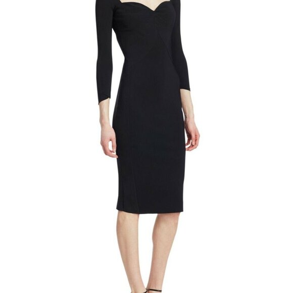NWT CHIARA BONI La Petite Robe Black ENYA Sweetheart Sheath Midi Dress - Picture 5 of 5